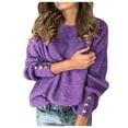 thumbnail image 1 of Hueook Shirts for Women Western Women's Turtleneck Knitted Sweater Long Sleeve Elegant Casual Tops Purple 3X, 1 of 9
