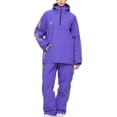 thumbnail image 1 of Hueook Ski Pants Women Waterproof Women Winter Windproof Waterproof Keep Warm Skiing Jacket Clothing Trousers Long Sleeve Hooded Set Purple 2X, 1 of 8