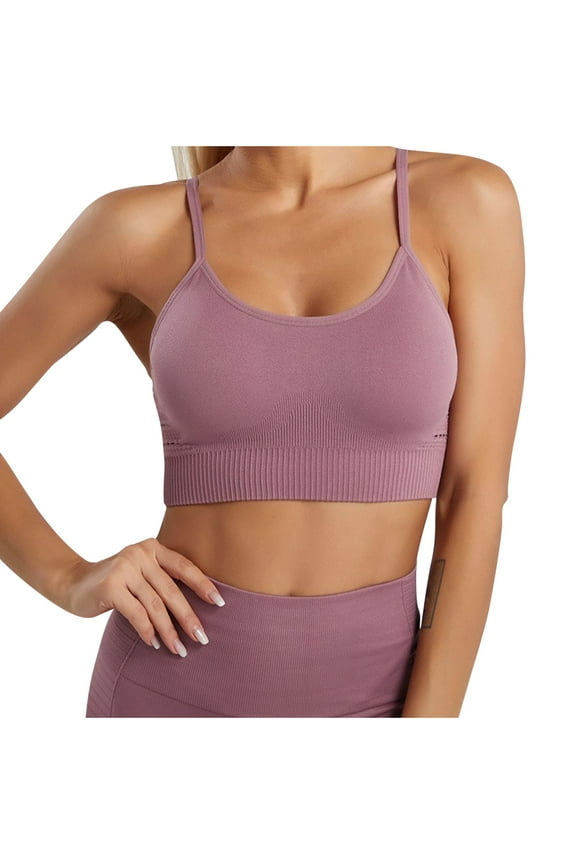 Sports Bras for Women High Support Fashion Women's Solid Color Seamless Back Yoga Bra Shaping and Breast Collection Cingerie Sports Bras Hot Pink S