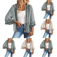 thumbnail image 1 of Hueook Spring Cardigan Knit Sweater Lightweight Women's Fashionable Casual Knitted Sweater with Flared Sleeves and Cardigan Top Dark Gray XL, 1 of 3
