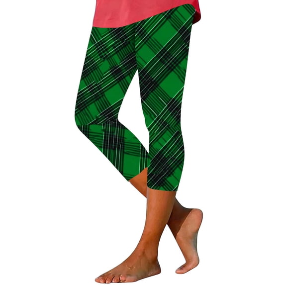 Hueook St. Patrick's Workout Leggings for Women Pants for Women Trendy Women's St. Patrick's Day Unisex Print Tight Yoga Pants Casual Fashion Leggings 3/4 Pants Army Green 2X