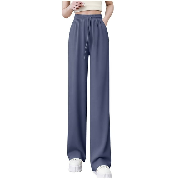 Hueook Stretchy High Waisted Women Yoga Pants Womens Solid Color Thin Plus Size Velvet Brushed Warm Pants Leggings Blue 2X