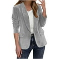 thumbnail image 1 of Hueook Suede Jacket Women Solid Color Casual Fashion Long-sleeved Cardigan Jacket Coat Top Gray XL, 1 of 8