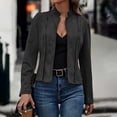 thumbnail image 1 of Hueook Suede Jacket Women Teddy Jacket Women Women's Casual Fashion Stand-up Collar Long Sleeve Solid Color Short Coat Black S, 1 of 8