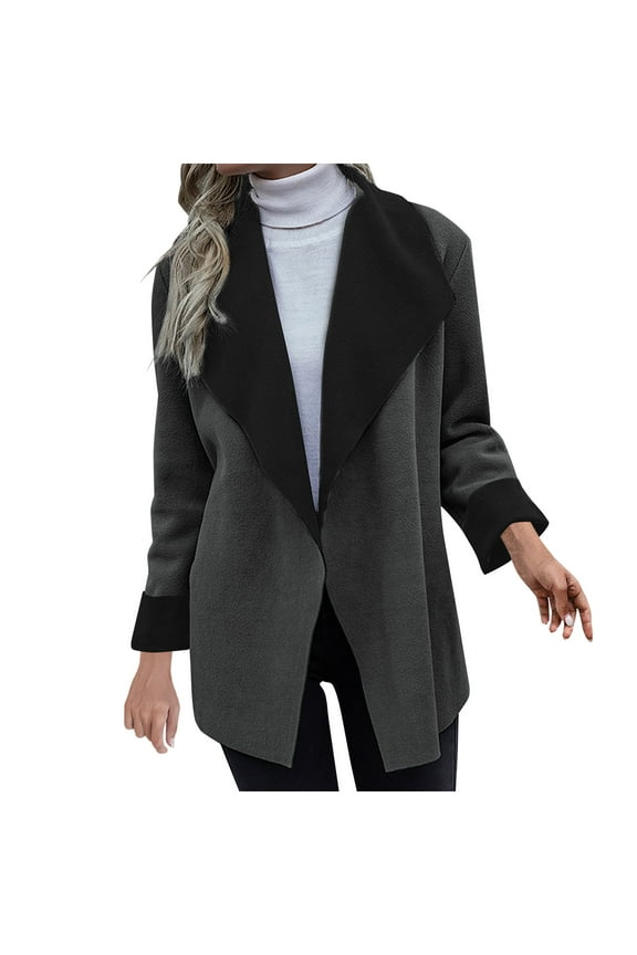 Suede Jacket Women Teddy Jacket Women Women's Loose Solid Color Lapel Double-sided Plush Thick Cardigan Jacket Black M