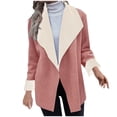 thumbnail image 1 of Hueook Suede Jacket Women Teddy Jacket Women Women's Loose Solid Color Lapel Double-sided Plush Thick Cardigan Jacket Pink M, 1 of 6
