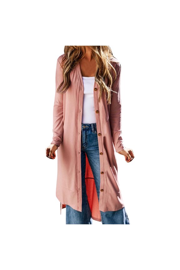 Suede Jacket Women Teddy Jacket Women Women's V-Neck Slit Hem Long Sleeved Hooded Casual Thin Button Up Pink L
