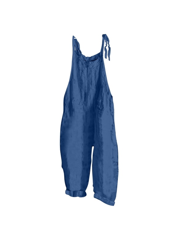 Summer Jumpsuits for Women Baggy Playsuit Ladies' Printed Sleeveless Casual Overalls Jumpsuit Jumpsuit Pants Navy 4X
