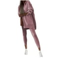 thumbnail image 1 of Hueook Sweat Suits For Womens 2 Piece Ladies' Round Neck Long Sleeved Shirt Casual Wide Leg Pants Two-piece Fashionable Set Pink XL, 1 of 6