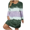 thumbnail image 1 of Hueook Sweater Dress for Women Midi Dresses for Women Women's Fall and Winter Oversized Loose Round Neck Short Sleeved Tie Printed Dress Army Green 4X, 1 of 8