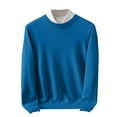 thumbnail image 1 of Hueook Sweater Men's Youth Fashion Casual Color V-Neck Long Sleeve Sweater Blue XL, 1 of 6