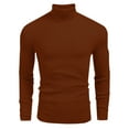 thumbnail image 1 of Hueook Sweater Vest Men Casual Solid Thickened Knit Pullover Long Sleeve Turtleneck Sweater Brown L, 1 of 7