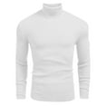 thumbnail image 1 of Hueook Sweater Vest Men Casual Solid Thickened Knit Pullover Long Sleeve Turtleneck Sweater White L, 1 of 7