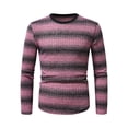 thumbnail image 1 of Hueook Sweaters For Men Winter Fashion Color Blocking Print Long Sleeved Round Neck Shirts Hot Pink 2X, 1 of 5