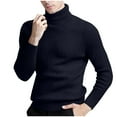 thumbnail image 1 of Hueook Sweaters for Men Men Solid-Color Knitted Sweater Base Sweater Twisted Casual Long Sleeve Turtleneck Sweater Navy L, 1 of 4