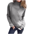 thumbnail image 1 of Hueook Sweaters for Women Trendy Striped Sweater Women Women's Casual with Solid Color Hollow Out Round Neck Knitted Sweater Gray 3X, 1 of 8