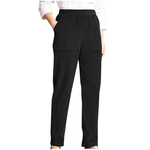 Hueook Sweatpants Women Plus Size Pants Straight Leg Women's Solid Color Pocket Knit Flannel Elastic Waist Straight Leg Casual Long Pants Black 3X