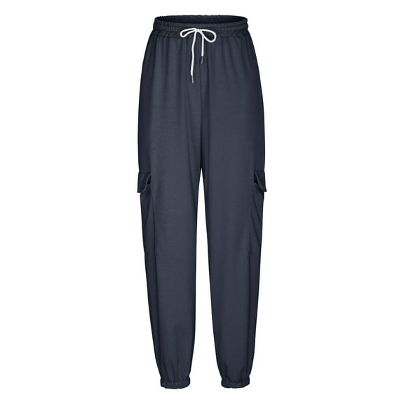 Hueook Sweatpants Women Workout Pants Womens Jogging Pants Casual Sweatpants with Pocket Elastic Waist Pants for Workout Running Navy S