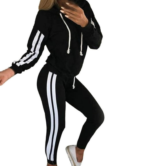 Hueook Sweatshirt and Sweatpants for Women Long Sleeve Women's Sports Tracksuits with Pokets Fall Winter Suit on Clearance