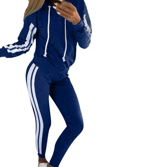 Hueook Sweatshirt and Sweatpants for Women Long Sleeve Women's Sports Tracksuits with Pokets Fall Winter Suit on Clearance