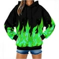 thumbnail image 1 of Hueook Sweatshirt for Women Fall and Winter Men and Women Hooded Sweater Flame Printing Pullover Blouse with Pocket Green 3X, 1 of 8