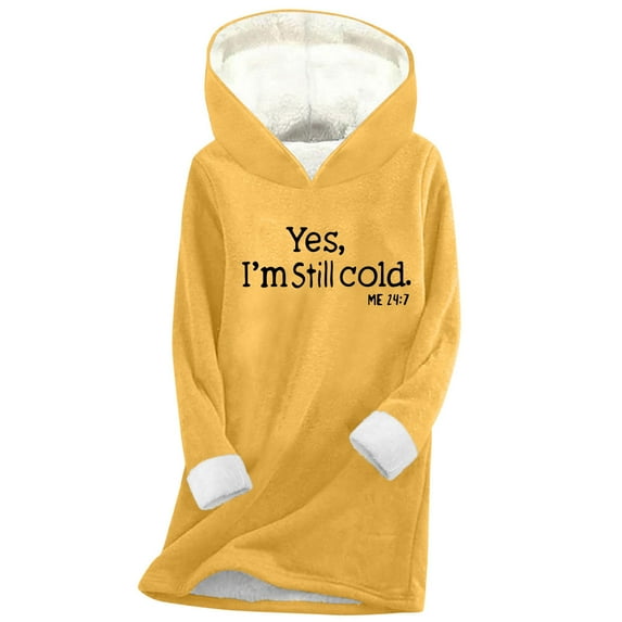 Hueook Sweatshirt for Women Fashion Women's Digital Thickened Fashionable Casual Long Sleeved Hooded Sweatshirt Yellow S