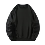 Hueook Sweatshirts for Men Fall Winter Pullover Hoodies for Mens Plus Size Long Sleeves Round Neck Fashion Loose Casual Blouse Tops with Pocket Casual Sweater Top on Clearance