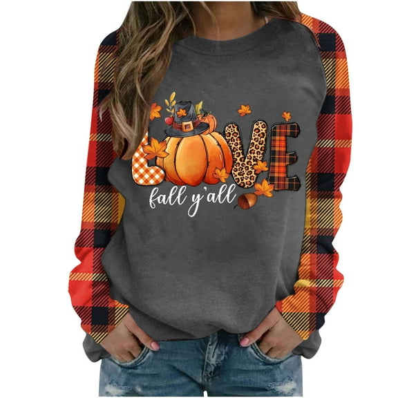 Hueook Sweatshirts for Women Plus Size Winter Fall Long Sleeve Round-Neck Fashion Print Casual Lightweight Loose Pullover Sweaters Tops 50% Off