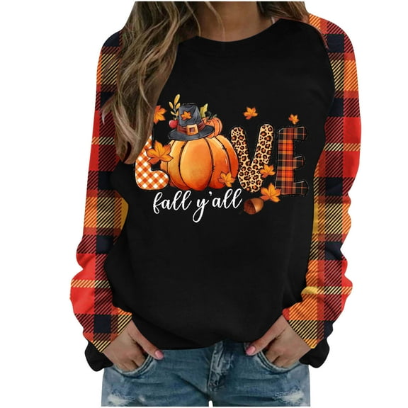Hueook Sweatshirts for Women Plus Size Winter Fall Long Sleeve Round-Neck Fashion Print Casual Lightweight Loose Pullover Sweaters Tops 50% Off