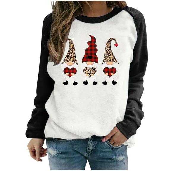 Hueook Sweatshirts for Women Plus Size Round-Neck Winter Fall Fashion Christmas Printed Pullover Long Sleeve Casual Sweater Blouse Tops with Pocket