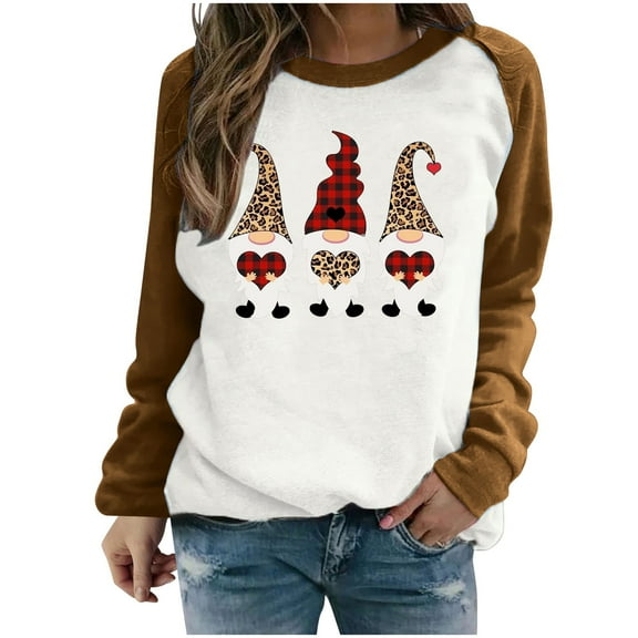 Hueook Sweatshirts for Women Plus Size Round-Neck Winter Fall Fashion Christmas Printed Pullover Long Sleeve Casual Sweater Blouse Tops with Pocket