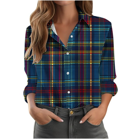 Hueook T Shirts for Women Graphic Women's Floral Print Fashion Button Shirt Female Lapel Neck Loose T-shirt Blouse Multicolor XL