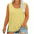 thumbnail image 1 of Hueook Tank Tops for Women Plus Size Fashion Women's Summer Casual Solid Color Loose Round-neck Camisoles Tank Yellow XL, 1 of 7