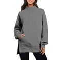 thumbnail image 1 of Hueook Tops for Women Mock Turtleneck Sweatshirt Fitted Tees Women Casual Loose Turtleneck Long Sleeve Pullover Solid Blouse Sweatshirt Tops Dark Gray XL, 1 of 6