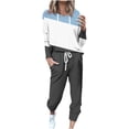 thumbnail image 1 of Hueook Travel Outfits For Women 2 Piece Sets Women's Hooded Drop-shoulder Sleeve Elastic Waist Drawstring Pockets Long Pants Set White 3X, 1 of 5
