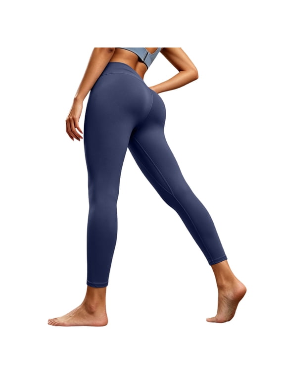 Travel Pants Women Cotton Jogger Linen Capri Women High Waist Full Length Yoga Leggings Butt Lifting Stretch Workout Pants Bottoms for Gym Running Sports Daily Active Wear Dark Blue 2X