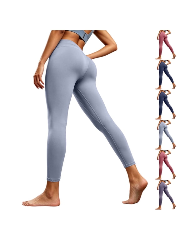 Travel Pants Women Cotton Jogger Linen Capri Women High Waist Full Length Yoga Leggings Butt Lifting Stretch Workout Pants Bottoms for Gym Running Sports Daily Active Wear Pink M