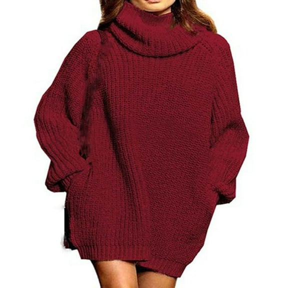 Hueook Turtleneck Sweaters for Women Plus Size Winter Fall Long Sleeve Soild Color Fashion Casual Lightweight Loose Knit Pullover Sweater Tops