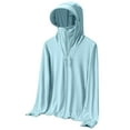 thumbnail image 1 of Hueook Upf 50+ Sun Protection Hoodie Jacket for Women Lightweight Zip Up Outdoor Wear Sports Wear Cycling Wear Sun Protection Clothing Green M, 1 of 4