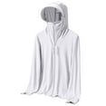 thumbnail image 1 of Hueook Upf 50+ Sun Protection Hoodie Jacket for Women Lightweight Zip Up Outdoor Wear Sports Wear Cycling Wear Sun Protection Clothing White L, 1 of 4