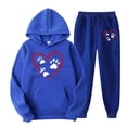 thumbnail image 1 of Hueook Valentine's Day 2 Piece Sets for Women's Valentine's Day Print Fall/Winter Hoodie Sweatpants Long Sleeve Hoodie Set Suits Blue S, 1 of 2