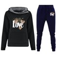 thumbnail image 1 of Hueook Valentine's Day Womens 2 Piece Outfits Women's Round Neck Hooded Long Sleeved Printed Sweater and Pants Two-Piece Set Black S, 1 of 5