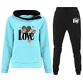 thumbnail image 1 of Hueook Valentine's Day Womens 2 Piece Outfits Women's Round Neck Hooded Long Sleeved Printed Sweater and Pants Two-Piece Set Blue 3X, 1 of 5