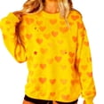 thumbnail image 1 of Hueook Valentines Day Shirt for Women Tops Crew Neck Printing Oversized Sweatshirt Long-sleeved Top Hoodie Yellow L, 1 of 8