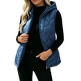 thumbnail image 1 of Hueook Vest for Women Quilted Stand Collar Sleeveless Zip Up Casual Padded Vest with Pockets Navy M, 1 of 6