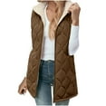 thumbnail image 1 of Hueook Vest for Women Sleeveless Hooded Puffer Jacket Lightweight Quilted Jackets Winter Warm Zip Up Coat Long Puffer Outerwear Brown S, 1 of 8