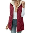 thumbnail image 1 of Hueook Vest for Women Sleeveless Hooded Puffer Jacket Lightweight Quilted Jackets Winter Warm Zip Up Coat Long Puffer Outerwear Red L, 1 of 8