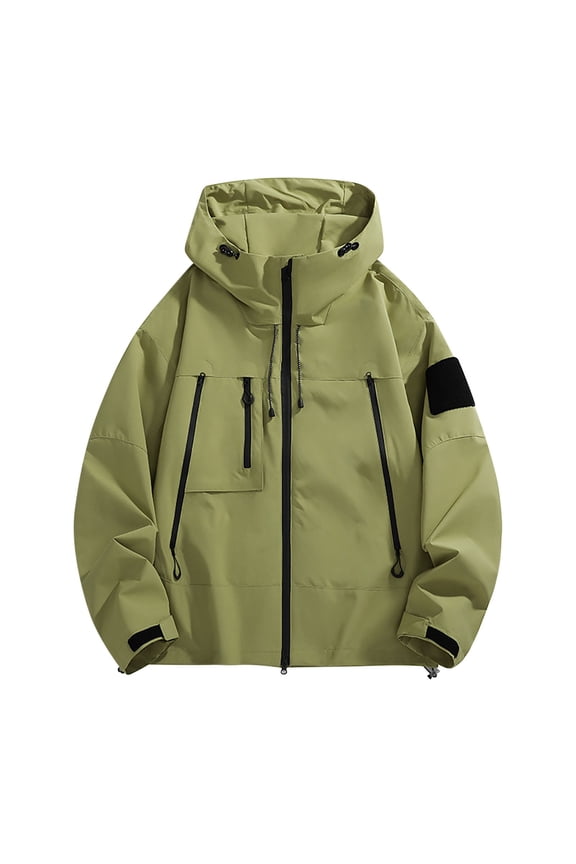 Waterproof Rain Jacket Removable Active Sports Outdoor Hardshell Jacket Windproof Warm Removable Hiking Jacket Thin Jacket Green S