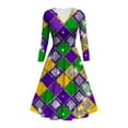 thumbnail image 1 of Hueook Wedding Guest Dresses for Women Fall Dresses Ladies' Printed Style Long Sleeved V-neck Dress Multicolor S, 1 of 5