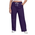 thumbnail image 1 of Hueook Wide Leg Sweatpants Trendy Summer Pants Women Plus Size Solid Color Elastic Waist Pocket Drawstring Sports Pants Trousers Purple 3X, 1 of 5